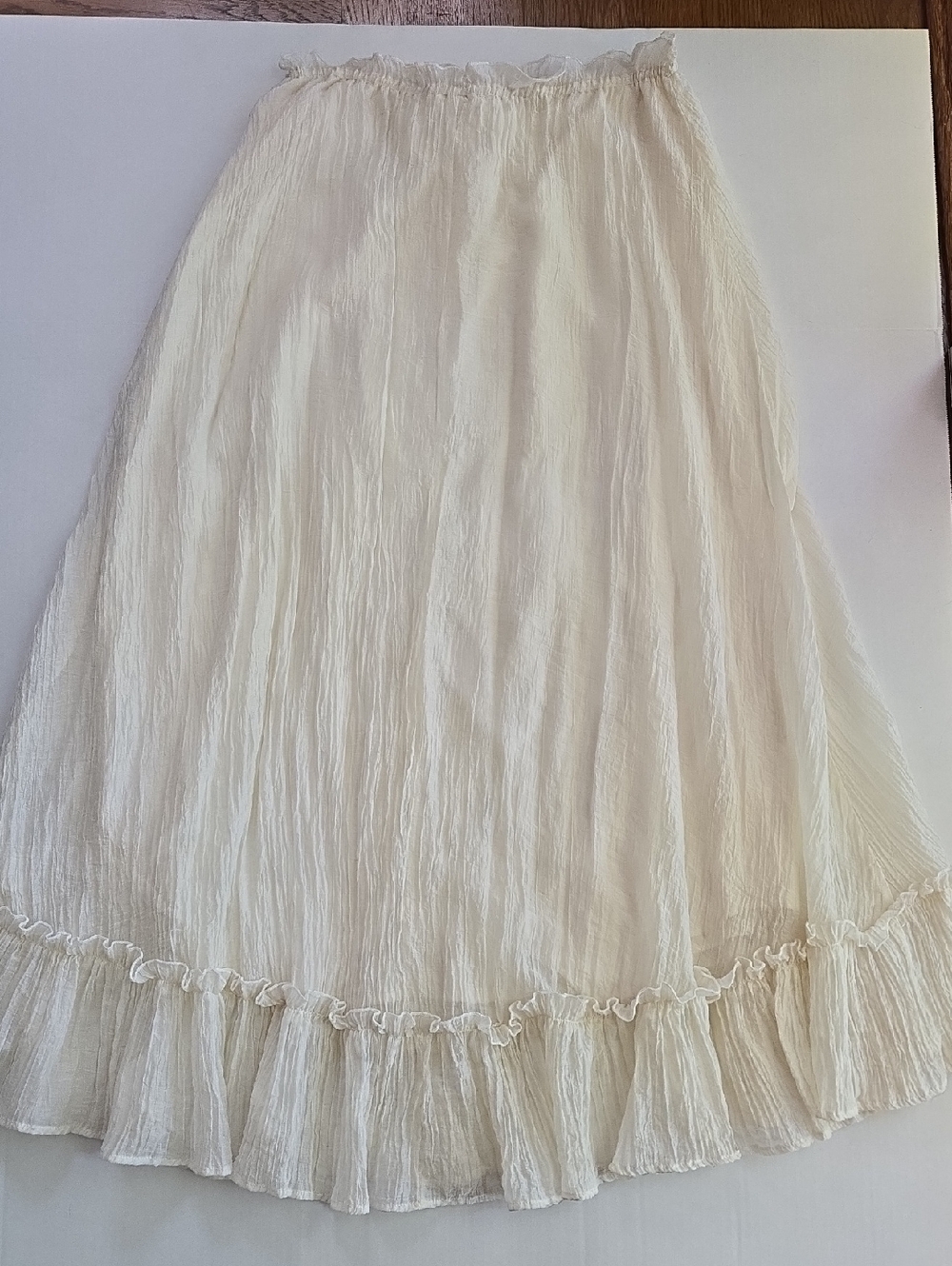 12th Tribe Dahlia Baby Yellow Cream Ruffled Maxi Skirt Elegant Boho Style, M - Picture 3 of 9